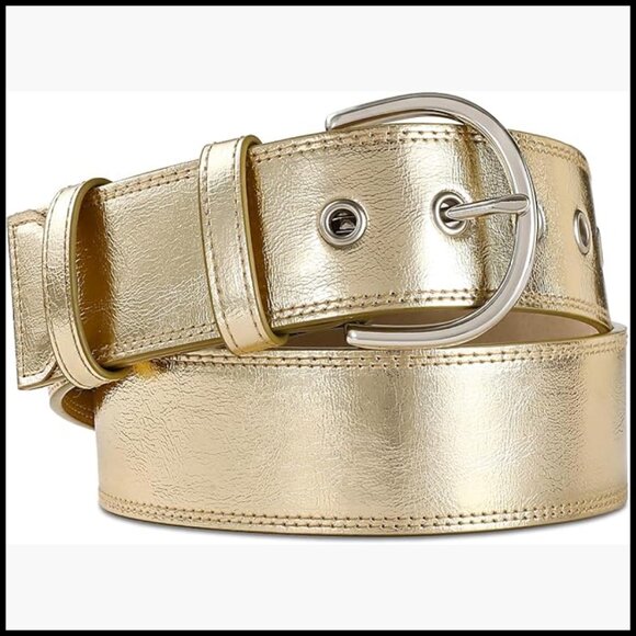 Women\'s Faux Leather Gold Belt for Jeans and Pants main image 4